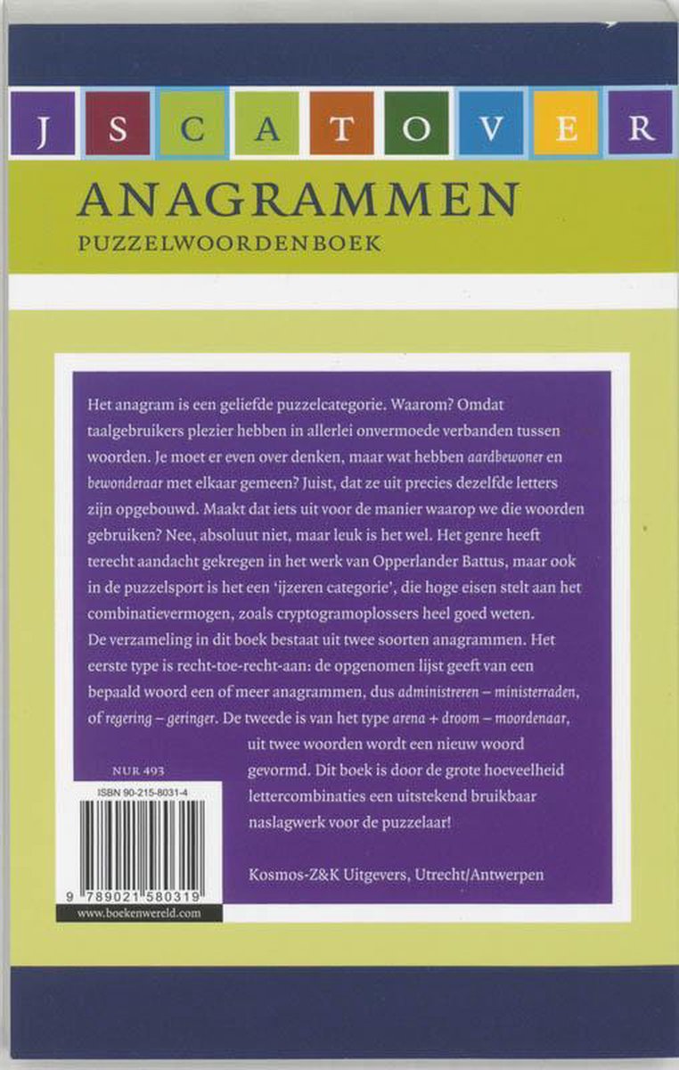 Anagrammen Puzzelwoordenboek, ... Verschuyl | 9789021580319 | Boeken |  bol.com