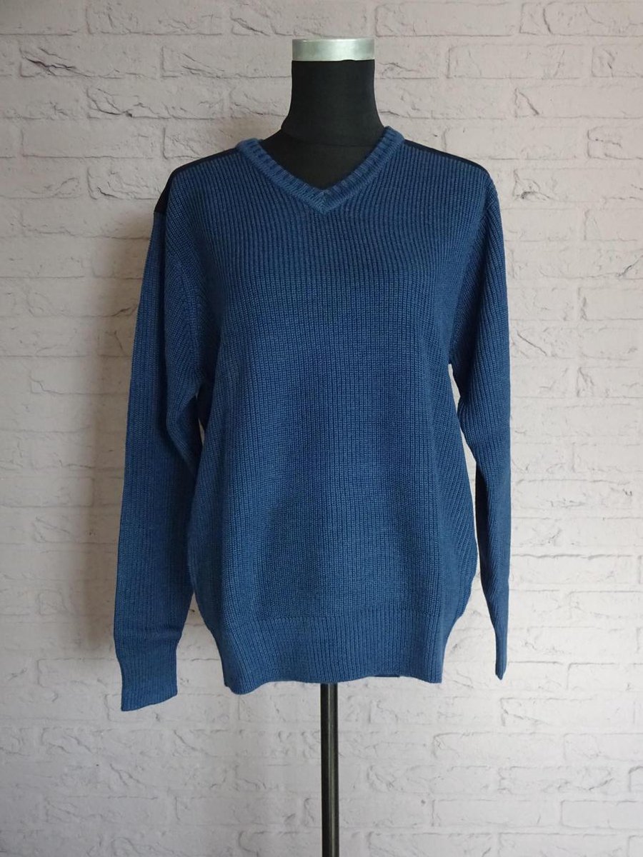 HKM Pullover [ pully ] met V hals, Blauw maat L Nr. 961.