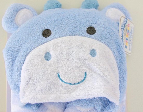 baby badcape - wrap - omslagdoek - blauw - giraf - kraamcadeau van HEMA — afbeelding 2