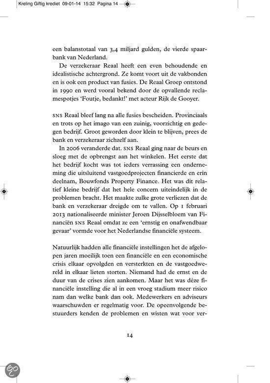 Tekstpagina met informatie over de financiële problemen van SNS Reaal.