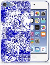 Geschikt voor iPod Touch 5 | 6 Uniek TPU Hoesje Angel Skull Blue