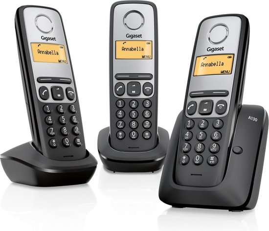 Gigaset A130 - Trio DECT Telefoon - Zwart | bol.com