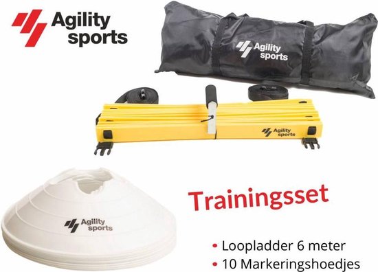 Trainingsset Agility Sports | Loopladder 6 meter | trainingsladder | Speedladder | Pionnenset  |Pion Wit