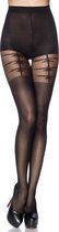 Zwarte jarretellook Luxe panty met geweven strikjes - Febe