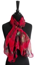 Dames sjaal - chiffon - rood - bruin - zwart - groen - geel - 50 x 160 cm