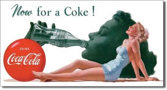 Metalen Coca-Cola Wandbord 'Now for a Coke !'