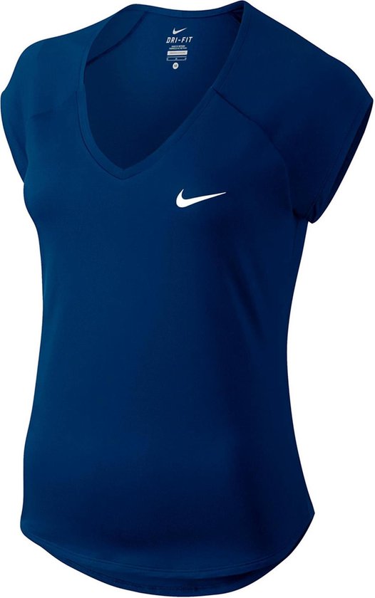 Nike Pure Tennis Top Dames Sporttop - Maat M - Vrouwen - blauw/wit | bol.com