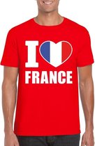 Rood I love Frankrijk fan shirt heren XL
