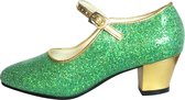 Anna Prinsessen schoenen groen goud, Spaanse schoenen - maat 35 (binnenmaat 22,5 cm) bij jurk