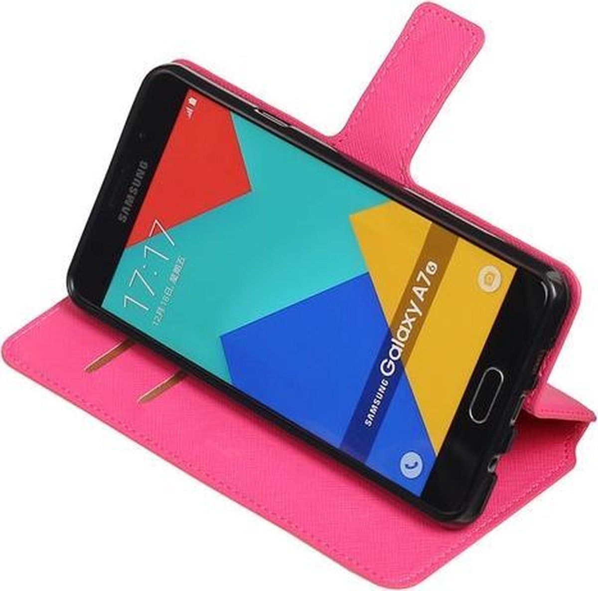 Roze Samsung Galaxy A7 2016 TPU wallet case booktype hoesje HM Book