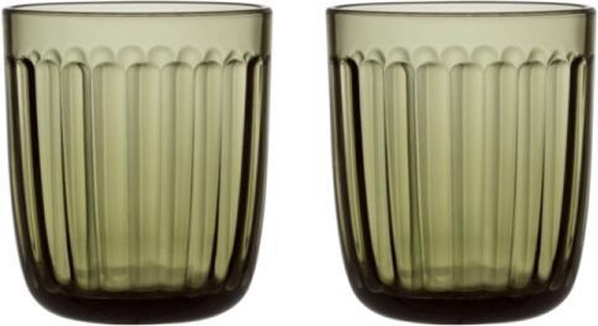 Iittala Raami - Tumbler Glazen Set - Waterglas - Hoge Kwaliteit Glas - Vaatwasbestendig - Mosgroen - 26 cl - 2 Stuks