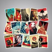 Sticker Mix met retro affiches / kritische politieke posters - pack van 68 stickers - voor koelkast, laptop, skateboard etc.
