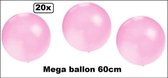 20x Mega Ballon 60 cm roze