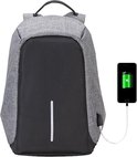 Anti-diefstal Rugzak Met USB - Anti-Theft Backpack Met Notebook Laptopvak - Laptop Tas Compact - Zwart/Grijs