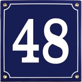 Emaille huisnummer blauw nr. 48
