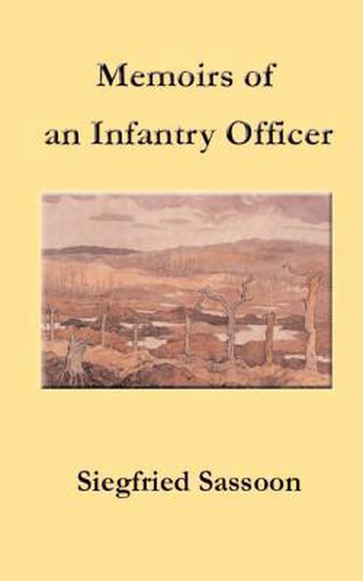 Boek met de titel 'Memoirs of an Infantry Officer' en een illustratie van een slagveld.
