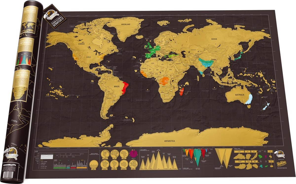 Luckies Kras Wereldkaart - Scratch Map Deluxe | bol.com