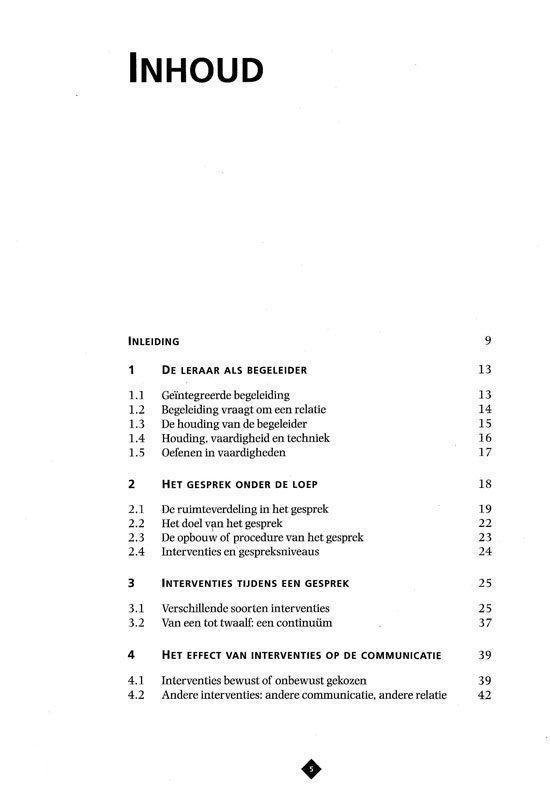 Pagina met de titel 'Inhoud' met een lijst van hoofdstukken en paginanummers.