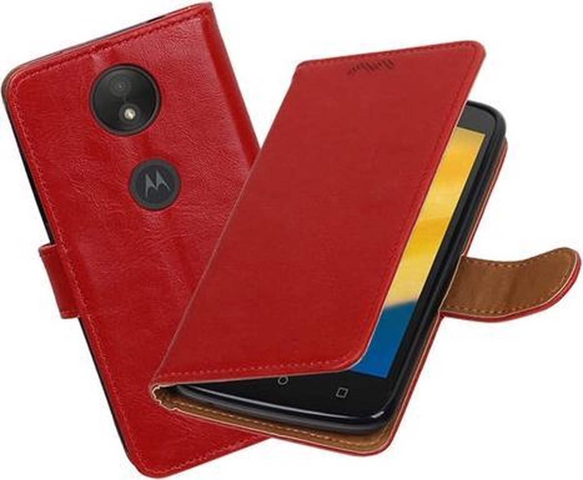 BestCases.nl Motorola Moto C Pull-Up booktype hoesje Rood