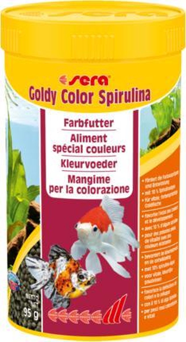 Sera Goldy 250ml spirulina kleurvoer voor koudwatervissen