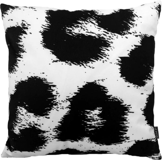 Black Leopard Animal Kussenhoes | Katoen/Polyester | 45 x 45 cm | Zwart - Wit