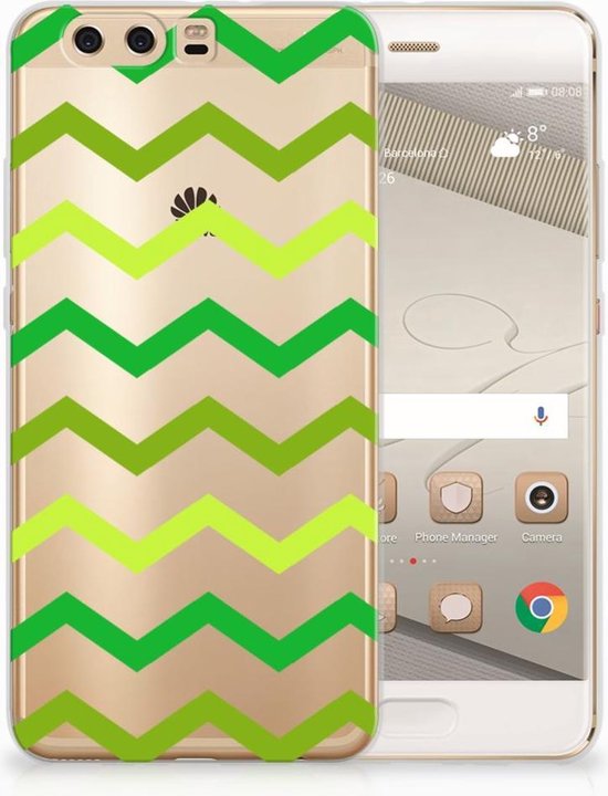 TPU Silicone Etui pour Huawei P10 Plus Coque Zigzag Groen
