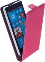 LELYCASE Lederen Flip Case Cover Hoesje Nokia Lumia 720 Roze