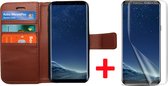 Hoesje geschikt voor Samsung Galaxy S8+ Plus Book Case Portemonnee + Screenprotector Folie - Cover voor 3 Pasjes Bruin