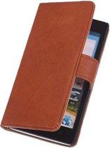 LELYCASE Echt Lederen Bruin Portemonnee Book Case Flip Wallet Hoesje Huawei Ascend Y530