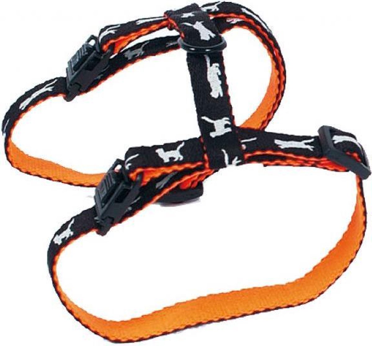 Tuig voor kat bi-color zwart / oranje 10 mmx25-35 cm