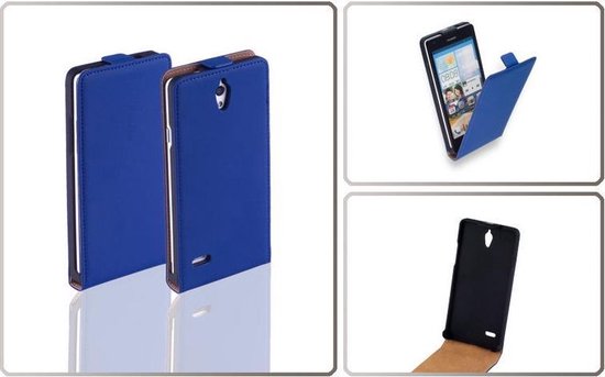 LELYCASE Lederen Flip Case Cover Hoesje Huawei Ascend G700 Blauw | bol.com