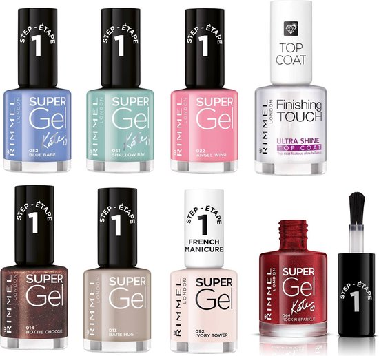 oor Veel gevaarlijke situaties India Rimmel London SuperGel by Kate Gel Nagellak - 052 Blue Babe - 051 Shallow  Bay - 022... | bol.com