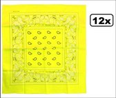 12x Bandana / zakdoek Fluor geel 53 x 53 cm