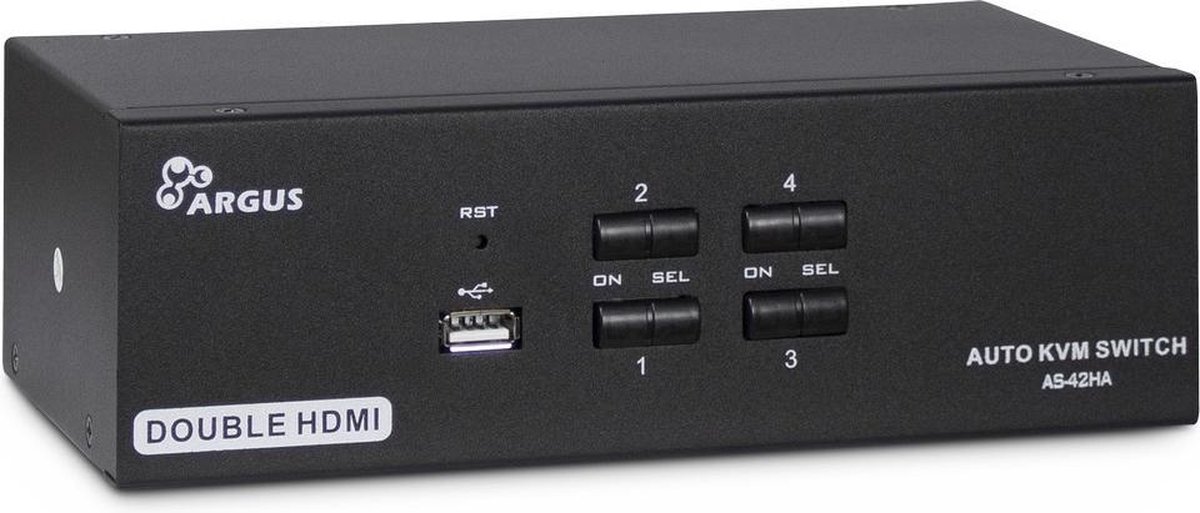 Inter-Tech AS-42HA HDMI KVM-switch Zwart