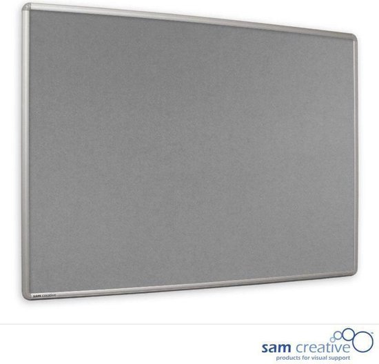 Prikbord Pro Series Grey 45x60 cm | Professioneel prikbord | Prikbord van grijs vilt | Mededelingenbord | Bulletin Prikbord | Sam Creative Prikbord