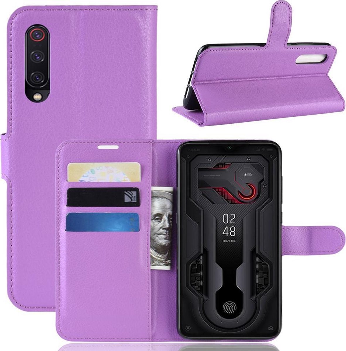 Book Case - Geschikt voor Xiaomi Mi 9 Hoesje - Paars