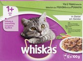 Whiskas Pouch Adult - Vlees & Vis - Kattenvoer - 12 x 100 g