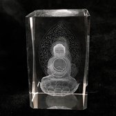 kristal glas laserblok met 3D afbeelding van Boeddha 5x8cm  excl.verlichting