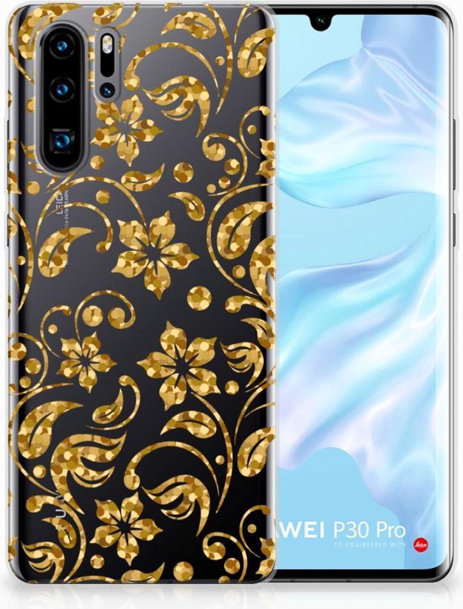 Huawei P30 Pro TPU Case Gouden Bloemen