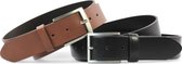 2 pack safekeepers glad leren riem - Zwart Cognac - Echt Italiaans rundleer - 4 cm - Casual