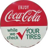 Signs-USA Coca Cola Tyres Check - Retro Wandbord - Metaal
