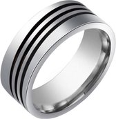 Bague pour homme en acier Triple Diagonal Stripe-19mm