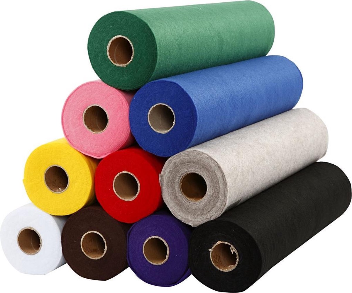 Hobbyvilt, b: 45 cm, dikte 1,5 mm, 10x5 m, kleuren assorti