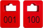 Jetons de vestiaire / numéros de vestiaire - rouge - 001-100 (100 jetons)