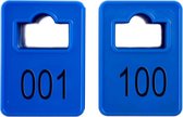 Garderobemunten / garderobe nummers - blauw - 001-100 (100 jetons)