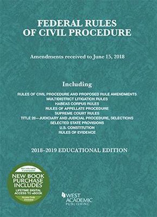 Federal Rules of Civil Procedure, Educational Edition, 20182019