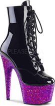 Pleaser Enkellaars -35 Shoes- ADORE-1020G Zwart/Paars