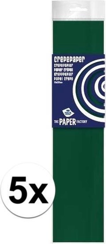 5x Crepe papier plat donkergroen 250 x 50 cm - Knutselen met papier - Knutselspullen