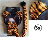 3x Bling bling dierenset 3-delig tijger