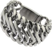 Bukovsky - Geborstelde Stalen Heren Schakel Armband - "Elegance XL" - 24 cm - Extra Lang - Geborsteld - Mat - Edelstaal - 316L Stainless Steel